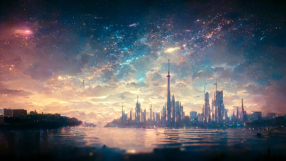 Worldbuilding in science fiction showing a believable futuristic city and society